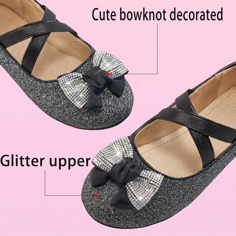 Ablanczoom Girls Flats Dress Shoes - Toddler/Little Girl Casual Slip on Bowknot Mary Jane Ballet Flats Wedding Party School - Image 2