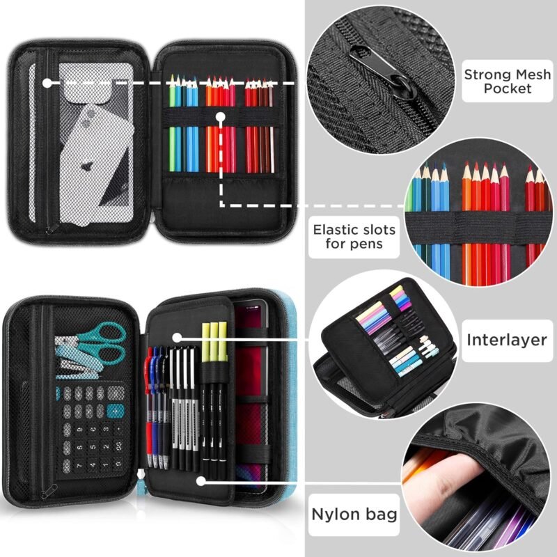Zannaki Big Capacity Storage Pouch Marker Pen Pencil Case Simple Stationery Bag Box Art Tool & Sketch Storage Boxes for Bullet Journal Middle High School Office College Student Girl Women Adult Teen - Image 3