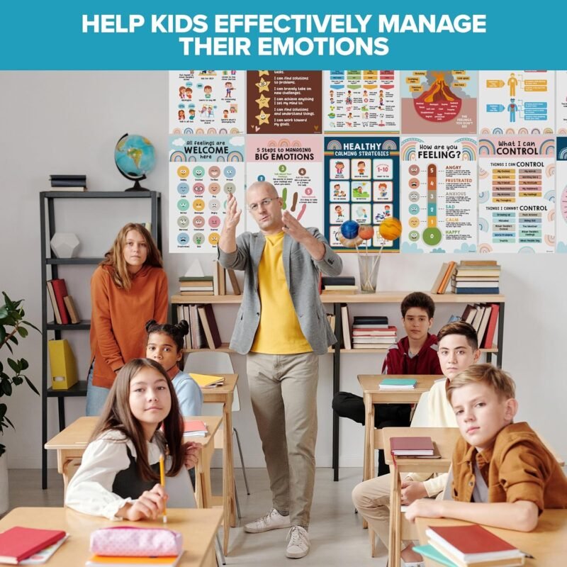 Decorably 15 Social Emotional Learning Posters, 11x17in Matte-Laminated Educational Emotional Posters for Kids, Emotion Chart for Kids - Classroom, Bulletin Boards, Home Study Room - Image 6