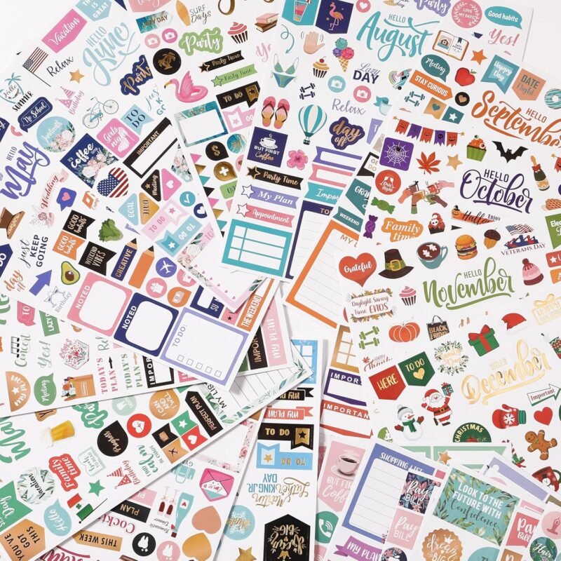 Planner Stickers - Monthly Planner Stickers and Accessories 25 Pages 1500 + Stunning Functional and Colorful Designs, Calendar Sticker Includes Festival Theme Journal Sticker - Image 6