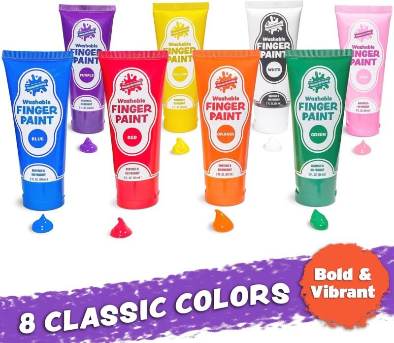 Washable Finger Paint for Kids, Variety 8 Pack | Nontoxic, Washable Toddler Paint Set for Kids | Easy-to-Squeeze Tubes for Less Mess | Vibrant Colors Perfect for Toddler Art Supplies - Image 3