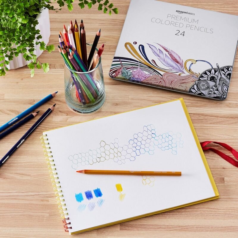 Amazon Basics Colored Pencils for Coloring and Drawing, Premium, Soft Core, Back to School Supplies, 24 Count (Pack of 1), Multicolor - Image 6
