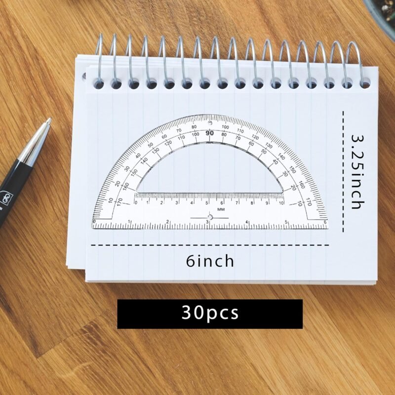 30PCS Clear Plastic Student Math Protractor 6-Inch Long 180 Degree for Angle Measurement - Image 2