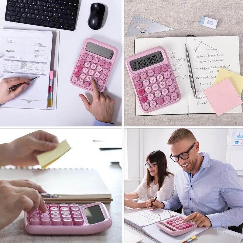 Mr. Pen Mechanical Switch Calculator - 12 Digit Large LCD Display, Pink with Big Buttons, Back to School Supplies - Image 8