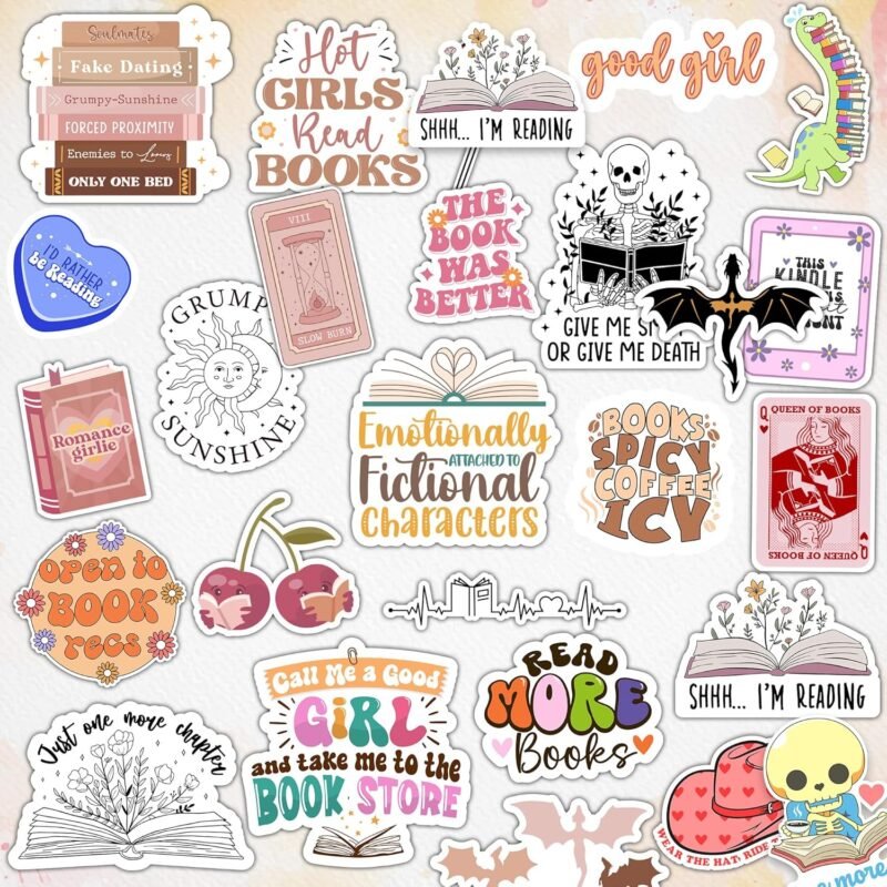 120 PCS Romance Book Stickers for Kindle, Bookish Sticker Pack for Readers Adult Spicy Booktok Vinyl Decals for Laptop IPAD Reader Water Bottle Girls Waterproof - Image 4