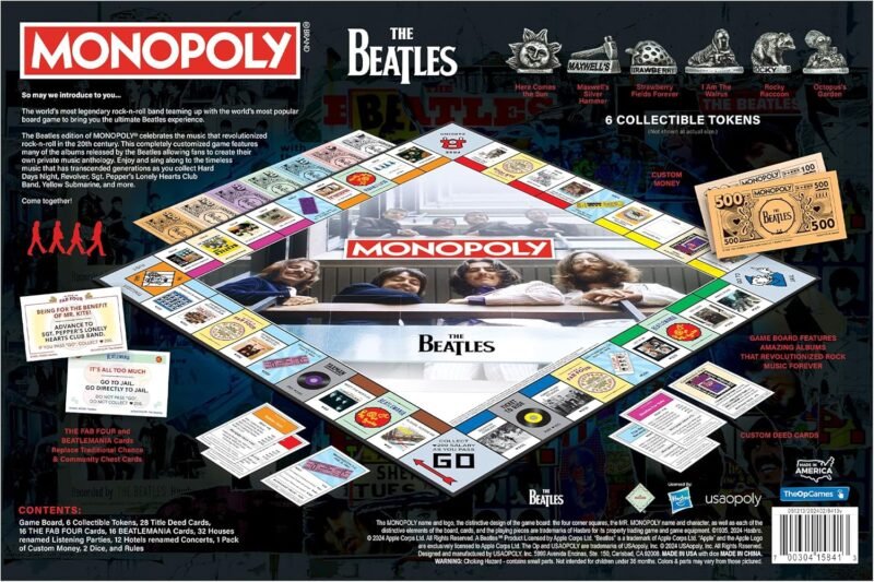 Monopoly: The Beatles, Play as Rocky Raccoon, Maxwell's Silver Hammer, I Am The Walrus & More, Officially Licensed Collectible Game Based on The Beatles Rock Band for 2-6 Players - Image 2