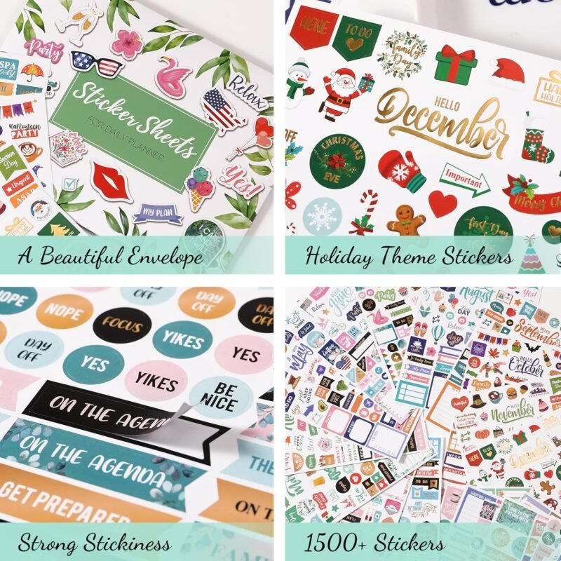Planner Stickers - Monthly Planner Stickers and Accessories 25 Pages 1500 + Stunning Functional and Colorful Designs, Calendar Sticker Includes Festival Theme Journal Sticker - Image 3