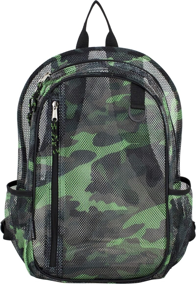 Eastsport Gym Mesh Backpack See Through Semi Transparent with Adjustable Straps for Work, Travel, Security, Swimming and Beach - Camo/Black - Image 3