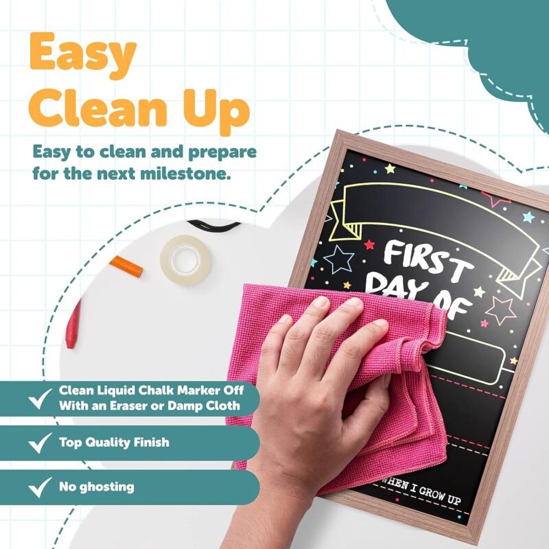 First Day Last Day of School Double Sided Sign with Frame (Reusable Dry Erase Board for Liquid Chalk Markers - 9.17" x 13.27") - Image 4