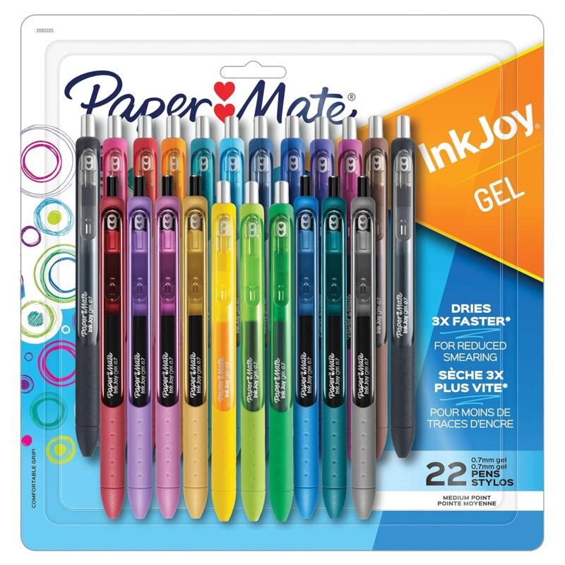 Paper Mate Inkjoy Gel Pen, Retractable, Medium 0.7 Mm, Assorted Ink and Barrel Colors, 22/Pack