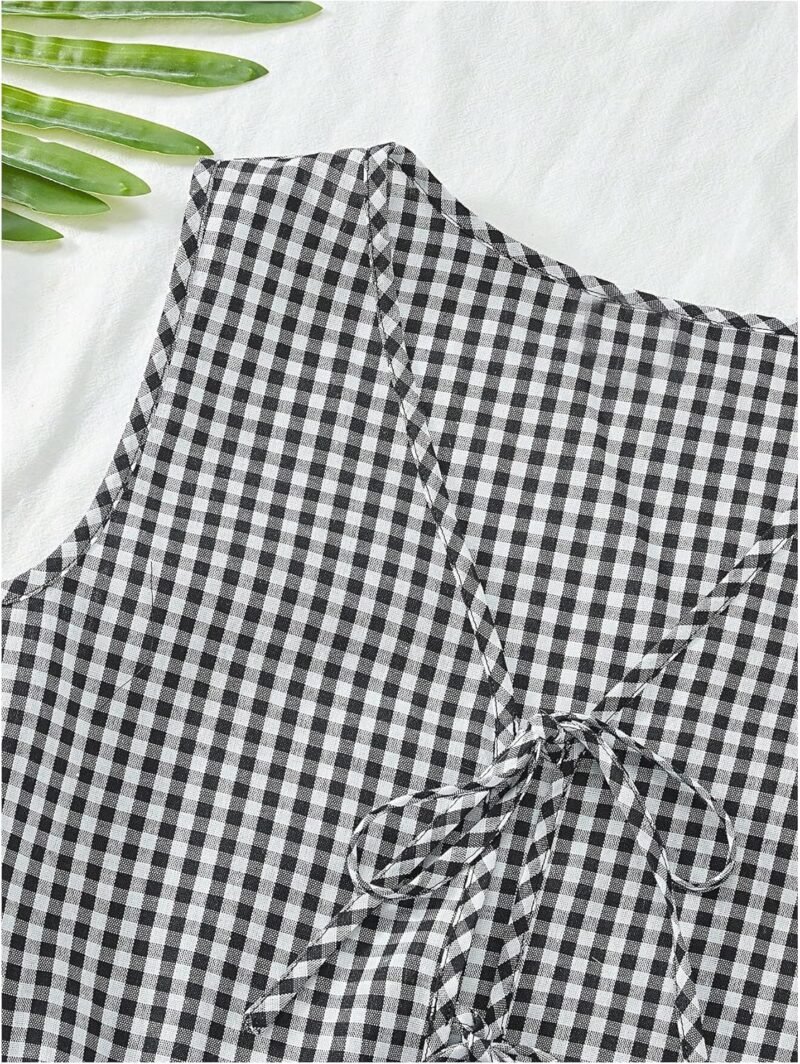 SOLY HUX Women's Summer 2 Piece Outfits Plaid Print Sleeveless Tie Front Tank Top Vest Shorts Beach Vacation Set - Image 3