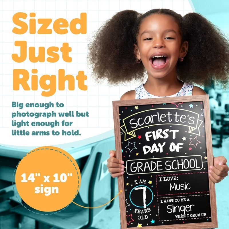 First Day Last Day of School Double Sided Sign with Frame (Reusable Dry Erase Board for Liquid Chalk Markers - 9.17" x 13.27") - Image 3