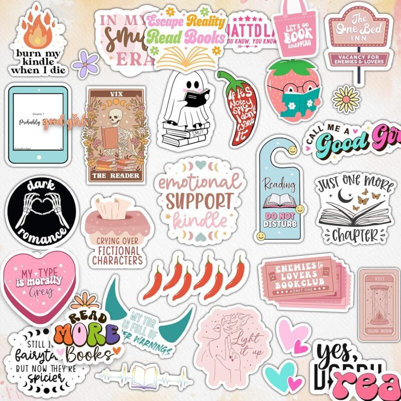 120 PCS Romance Book Stickers for Kindle, Bookish Sticker Pack for Readers Adult Spicy Booktok Vinyl Decals for Laptop IPAD Reader Water Bottle Girls Waterproof - Image 3