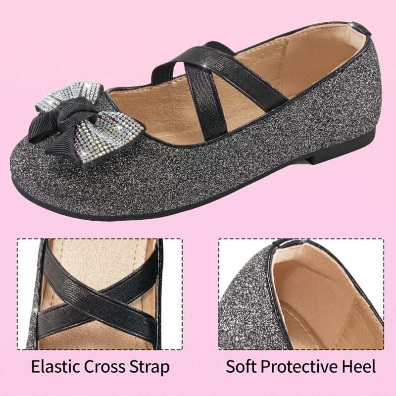Ablanczoom Girls Flats Dress Shoes - Toddler/Little Girl Casual Slip on Bowknot Mary Jane Ballet Flats Wedding Party School - Image 3
