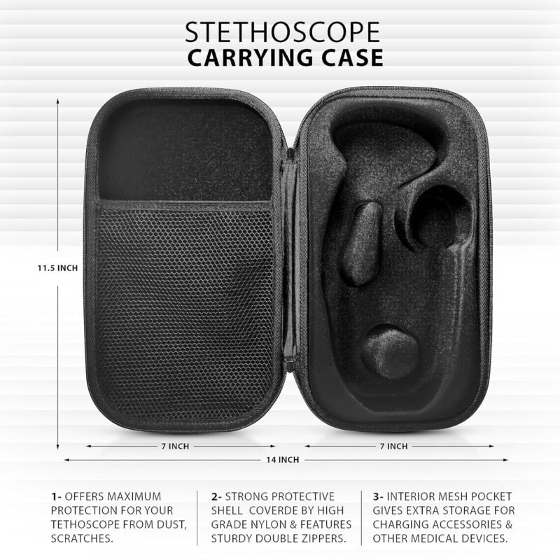 ASA TECHMED Medical Starter Kit - Stethoscope, Durable Blood Pressure Monitor, and EMT Shears and Protective Carrying Case Ideal for Healthcare Professionals, Pink - Image 3