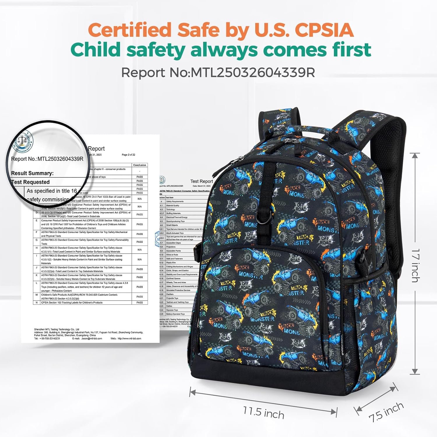 Choco Mocha Balls Backpack for Boys, Elementary School Backpack for Boys Ages 6-8 Kids Kindergarten Backpack Bookbag 17 Inch with Chest Strap, Blue - Image 3