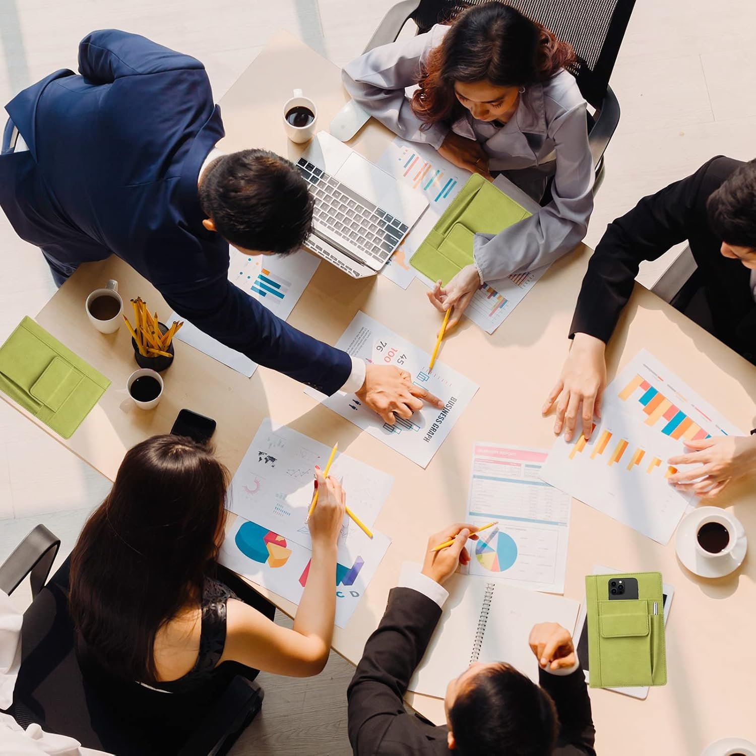 Refillable Lined PU Leather Journal Notebook, A5 Size Journal for Women Men,100gsm 200 Pages Thick Paper Notebooks with Pockets, Daily Premium Notebook for Note Taking, Meeting (green) - Image 2