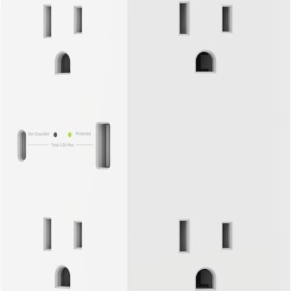 Belkin 6-Outlet Surge Protector Power Strip, ETL-listed, Wall-Mountable w/ 6 AC Outlets, Overvoltage Protection, LED Indicator, USB-C & USB-A Ports w/ USB-C PD Fast Charge - 1,680 Joules of Protection