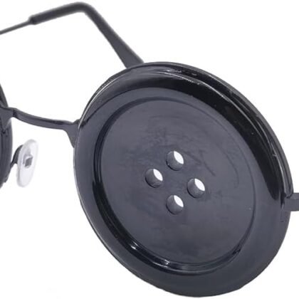 Ealipoi Coraline Necklace Anime Button Glasses with Coral Hair Clips Merch Cosplay Costume Accessories Adult (Button Eye Glasses)