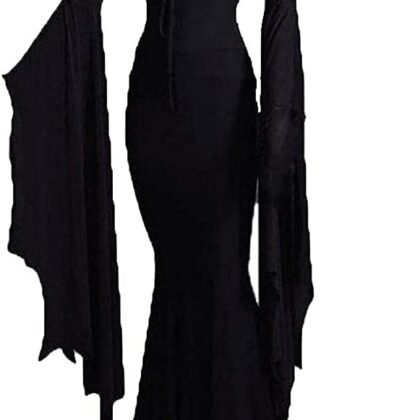Women's Morticia Floor Dress Costume Adult Women Gothic Witch Vintage Dress