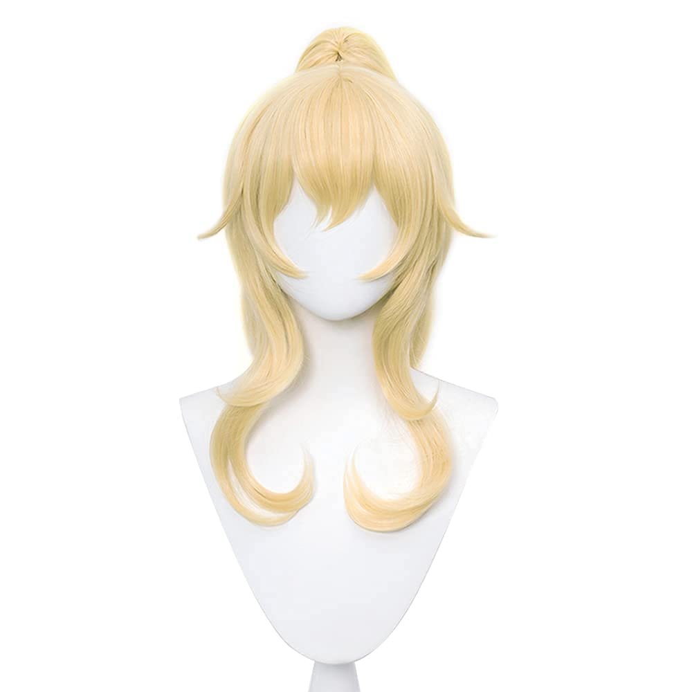 DAZCOS Anime Bowsette Jean Womens Cosplay Wig Wavy Blonde Ponytail Hairs with Bangs (Yellow) - Image 7