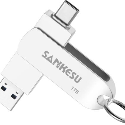 1TB USB C Flash Drive 3.1,Up to150MB/s Read Speed, USB A and Type C OTG Thumb Drive, Dual Memory Sticks Compatible with Android Phones/PC/Laptop/Macs(Silver)