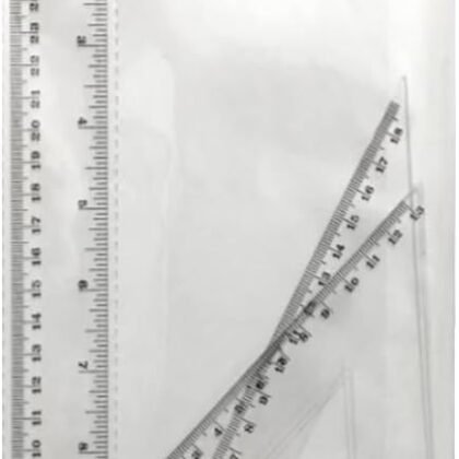 Channie's Math Ruler Kit Geometry Set - High School Supplies with 12 Inch Ruler, 180° Protractor, 45° and 30°/60° Triangles - Clear Drafting Tools for Elementary, Middle, and High School Students