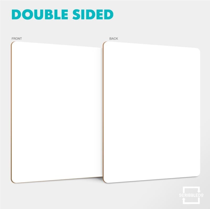 Scribbledo 24 Small White Board Dry Erase Boards Classroom Pack Mini White Boards 9" x12” Double Sided Personal Whiteboards for Students Teachers School Supplies Lapboards 24 Mini Erasers Incl - Image 3