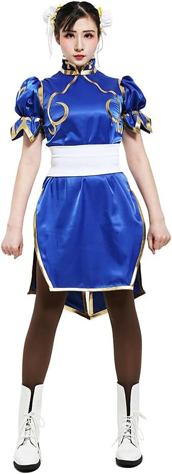 miccostumes Women's Game Costume Fighter Cosplay Cheongsam with Waistband and Headdress - Image 2