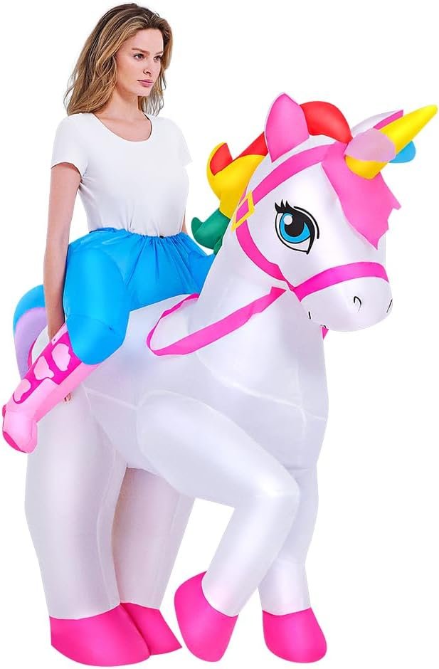 KOOY 2025 Inflatable Unicorn Costume Adult, Blow Up Ride On Unicorn Costume Funny Halloween Costumes Party, Halloween Costumes for Women Christmas - Image 4
