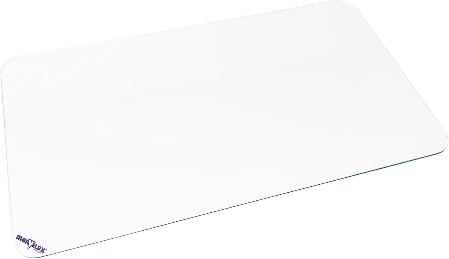 Marvelux Tempered Glass Desk Pad, Clear Surface Protector, Multi-Purpose Durable Computer Desk Mat, Mousepad, Crafting Surface Protector, Beauty Mat, Kitchen Worktop Saver with Anti-Slip Pads 19"x24"