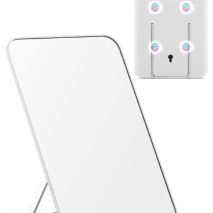 OMIRO Magnetic Locker Mirror for School, 8 x 5 inches Desk Makeup Mirror with Foldable Stand and Hanging Hole for Shaving, Strong Magnets for Secure Attachment