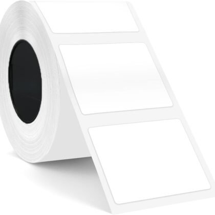 SUPVAN T50M Series Label Maker Tape, 1.57'' × 1.18'' (40mm × 30mm) 250 Labels/Roll Genuine Laminated Thermal Label Tape Refill, Waterproof Oilproof Highly Adhesive Auto Detect Labels, Black on White