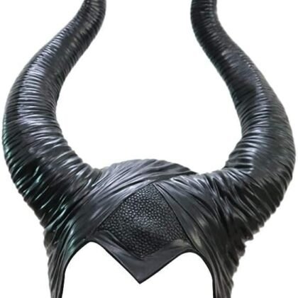 Uranshin Halloween Maleficent Costume - Black Long Women's Horns Queen Hat, Deluxe Magic Witch Headpiece Headdress for Women Adults