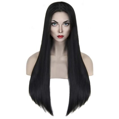 Black Wig for Costume Women 27'' Long Black Wigs for Women Cute Black Straight Wigs for Halloween Costume SL004BK