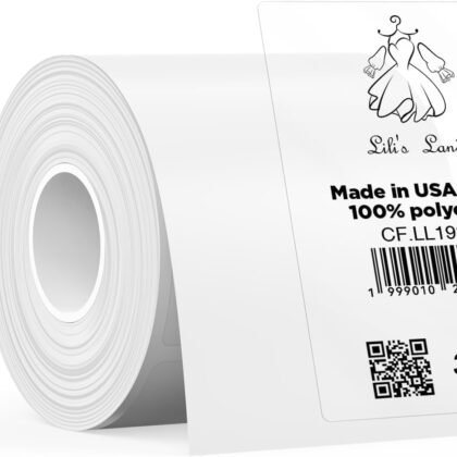 SUPVAN T50M Series Label Maker Tape, Black on Transparent 1.57" × 2.36" (50mm × 80mm) 95 Labels/Roll Genuine Laminated Thermal Label Tape Refill, Waterproof Oilproof Adhesive Auto Detect Labels