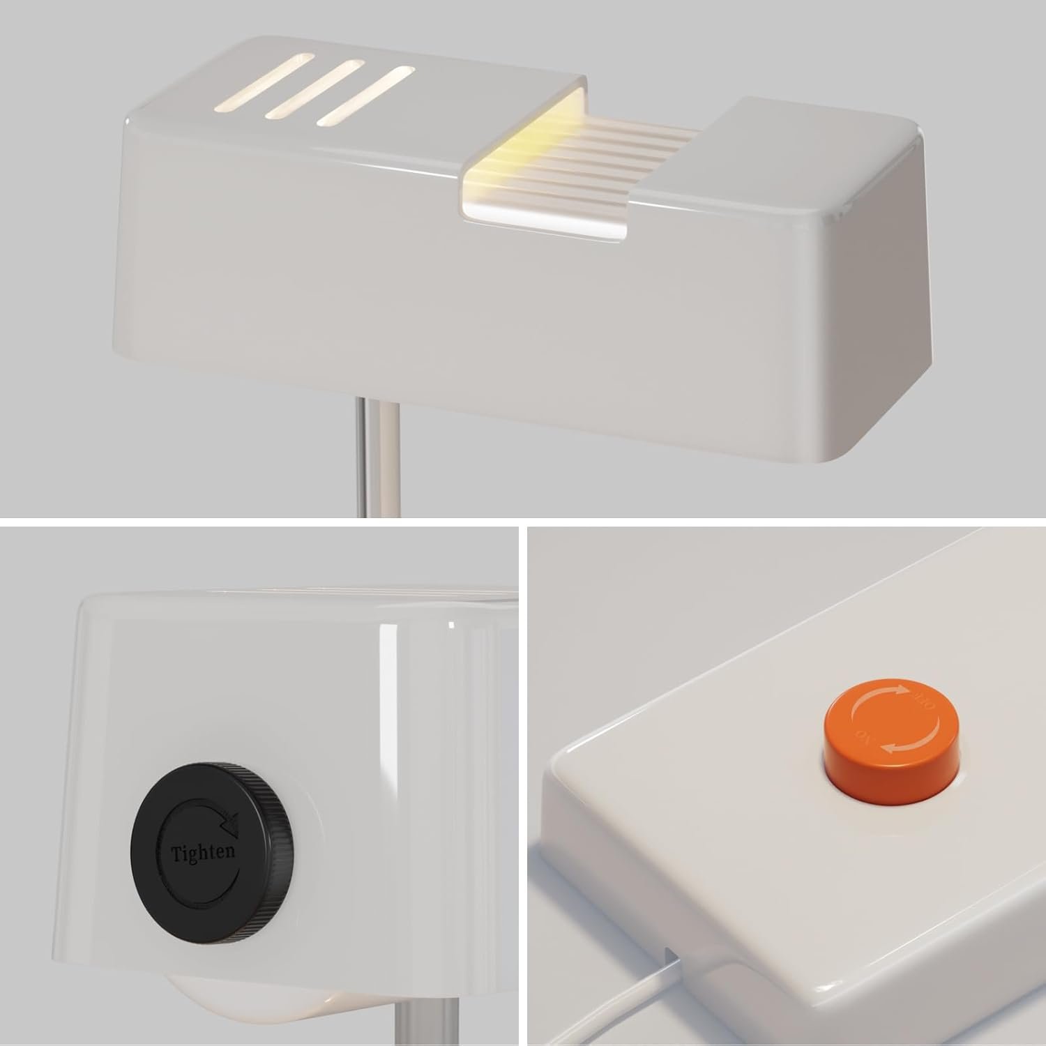 Mid -Century Modern White Desk Lamp-350° Rotatable Shade, 44° Swing Arm, Adjustable Bedside Table Lamp for Reading, Living Room, Bedroom, Home Office - Image 6