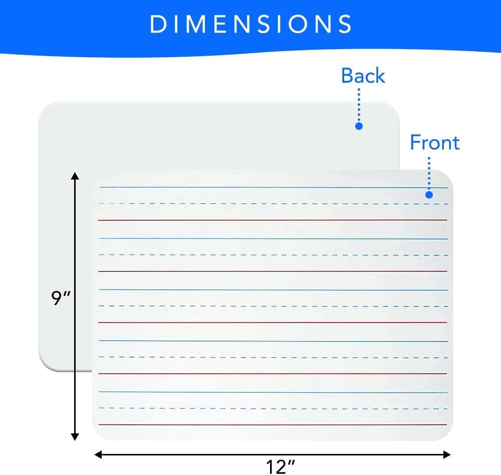 Small White Board 9X12, Small Dry Erase Board 2 Pack Whiteboard Dry Erase Double Sided with Lines Mini Whiteboard, Lapboard Ideal for Homeschool, Office, Classroom White Boards for Kids - Image 2