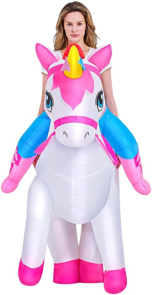 KOOY 2025 Inflatable Unicorn Costume Adult, Blow Up Ride On Unicorn Costume Funny Halloween Costumes Party, Halloween Costumes for Women Christmas - Image 6