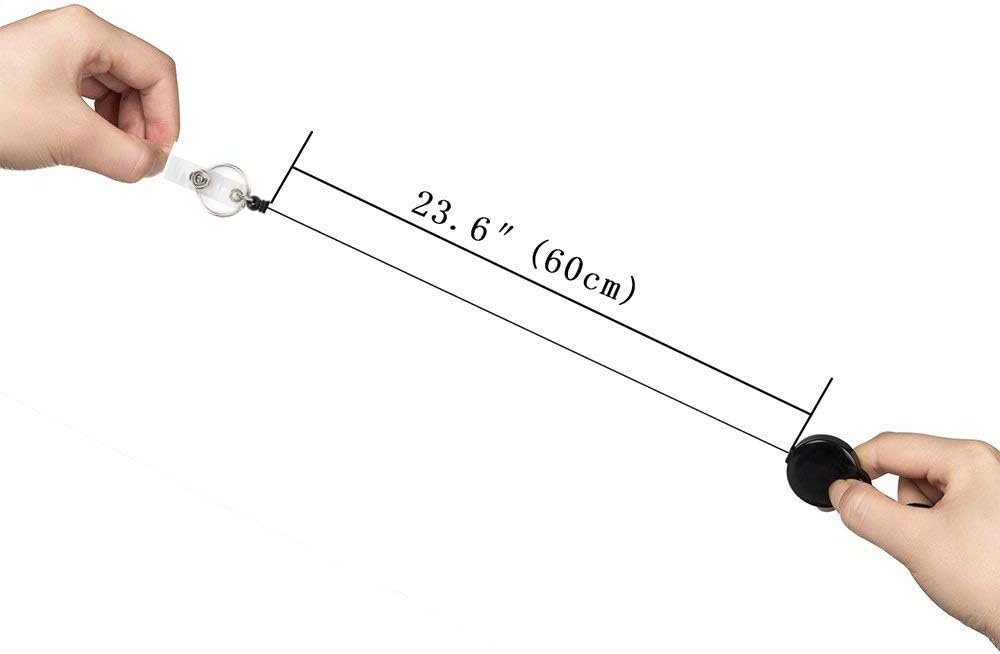 5 Pack Black Retractable Badge Reels for Lanyards,Nurses,Badge Holder,Reel Retractable with Metal Ring, with Clip - Image 3