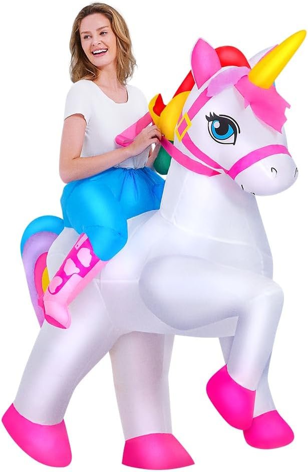 KOOY 2025 Inflatable Unicorn Costume Adult, Blow Up Ride On Unicorn Costume Funny Halloween Costumes Party, Halloween Costumes for Women Christmas - Image 2