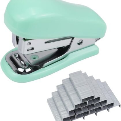 Mini Desktop Stapler Set,20 Sheet Capacity,Includes Built-in Staple Remover and 750PCS No.12 Staples,Small Cute Stapler for Office and School Supplies (Green)