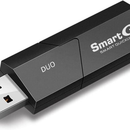 SmartQ C307 DUO SD Card Reader Portable USB 3.0 Flash Memory Card Adapter Hub for SD, Micro SD, SDXC, SDHC, MMC, Micro SDXC, Micro SDHC, UHS-I for Mac, Windows, Linux, Chrome, PC, Laptop, Switch (Duo)