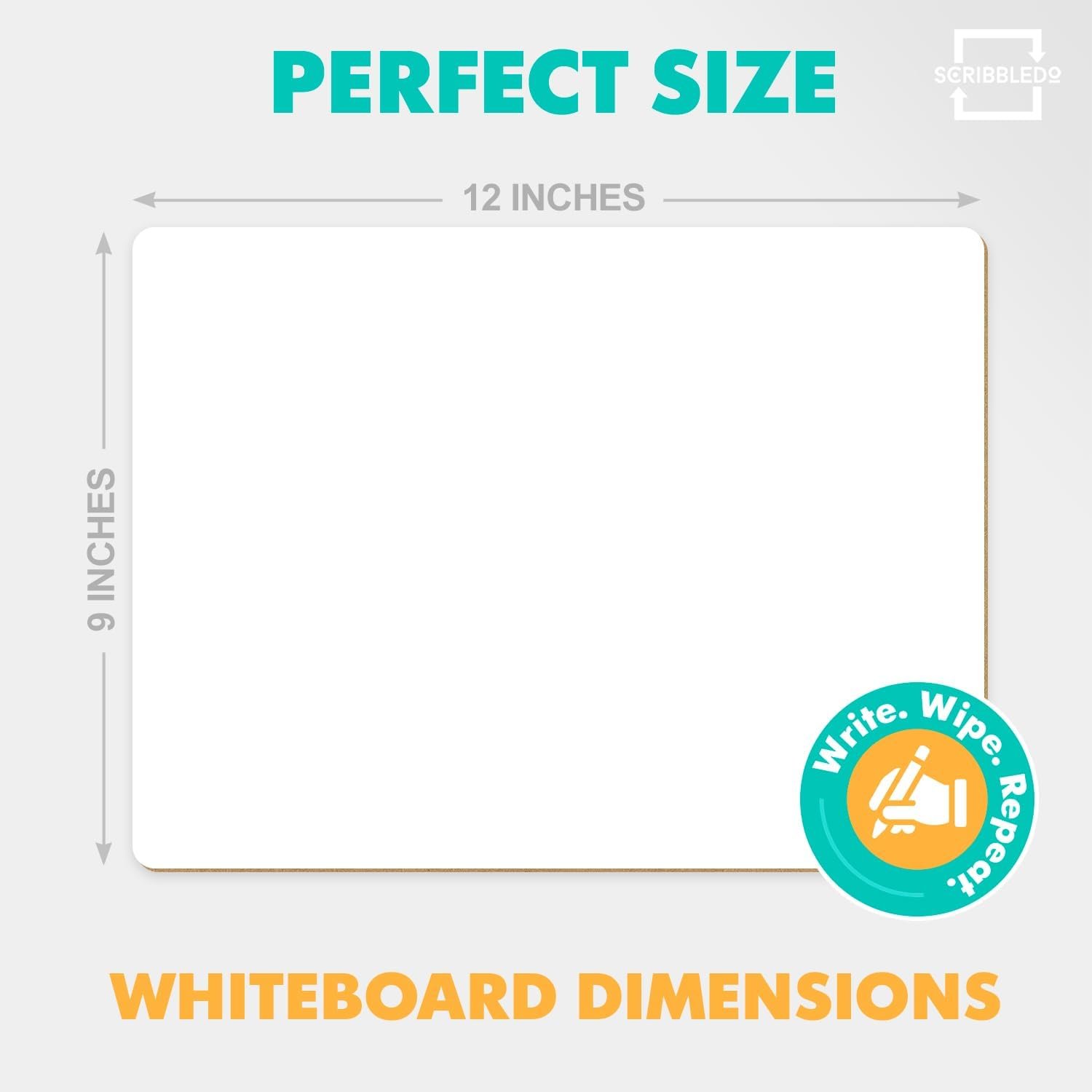 Scribbledo 2 Pack 9x12 Inch Small White Board and Mini Dry Erase Board Handheld Whiteboards for Students, Home, Office, and Kitchen Use, Dry Erase Boards - Image 3