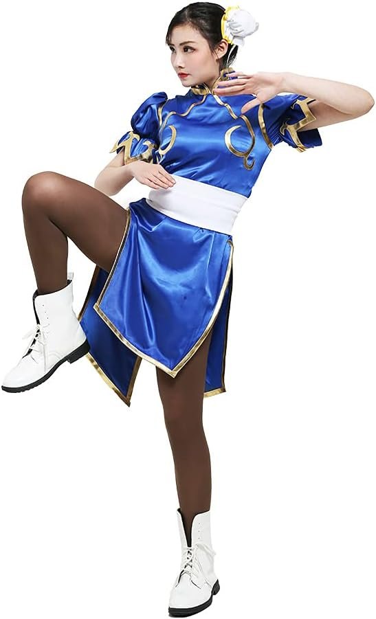 miccostumes Women's Game Costume Fighter Cosplay Cheongsam with Waistband and Headdress