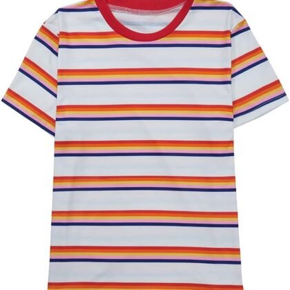 Max Costume Season 3 Striped Shirt Cosplay Rainbow T Shirt Max Tshirt for Women Crop Top Outfit