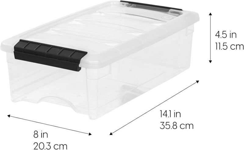 IRIS USA 6 Qt Stackable Plastic Storage Bins with Lids, 10 Pack - BPA-Free, Made in USA - See-Through Organizing Solution, Latches, Durable Nestable Containers, Secure Pull Handle - Clear - Image 2