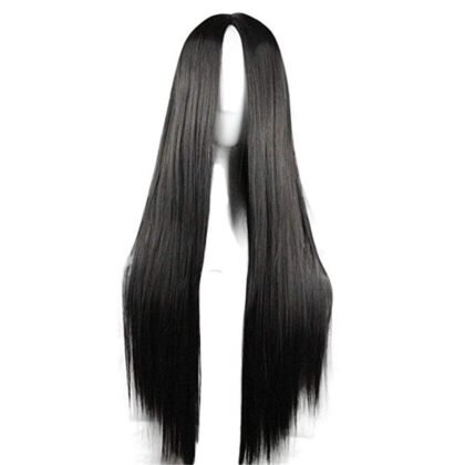 Sharebeauty 29.5" Womens Long Straight Synthetic Black Wig Anime Cosplay Halloween Costume Party Wig 75cm