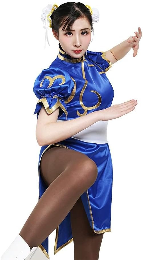 miccostumes Women's Game Costume Fighter Cosplay Cheongsam with Waistband and Headdress - Image 3