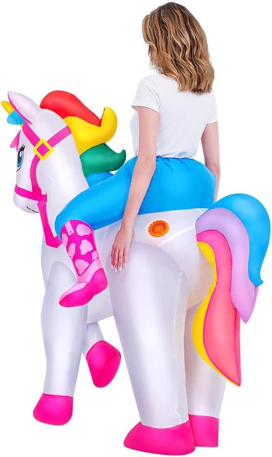 KOOY 2025 Inflatable Unicorn Costume Adult, Blow Up Ride On Unicorn Costume Funny Halloween Costumes Party, Halloween Costumes for Women Christmas - Image 7